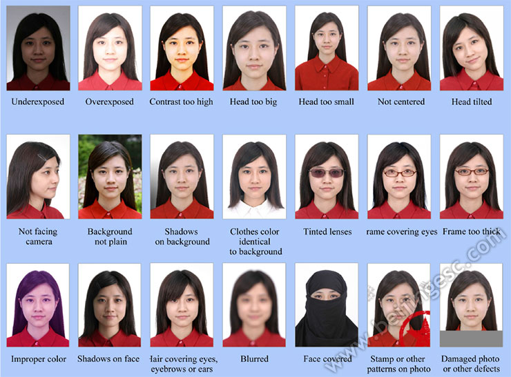 Unacceptable Chinese Visa Photos